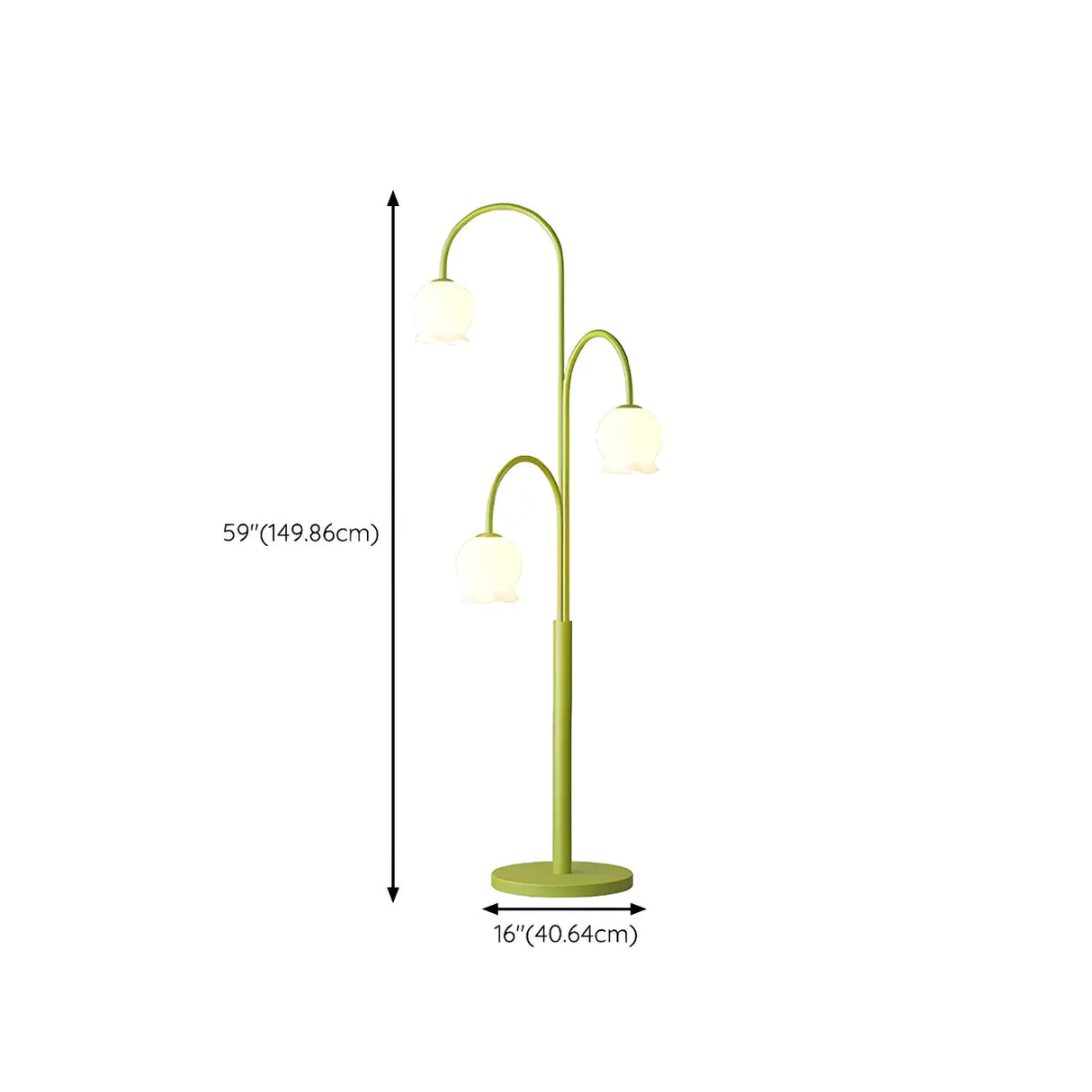 3-Light Green Floral Glass Contemporary Floor Lamp 