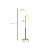 3-Light Green Floral Glass Contemporary Floor Lamp #size