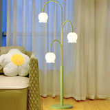 3-Light Green Floral Glass Contemporary Floor Lamp Image - 3