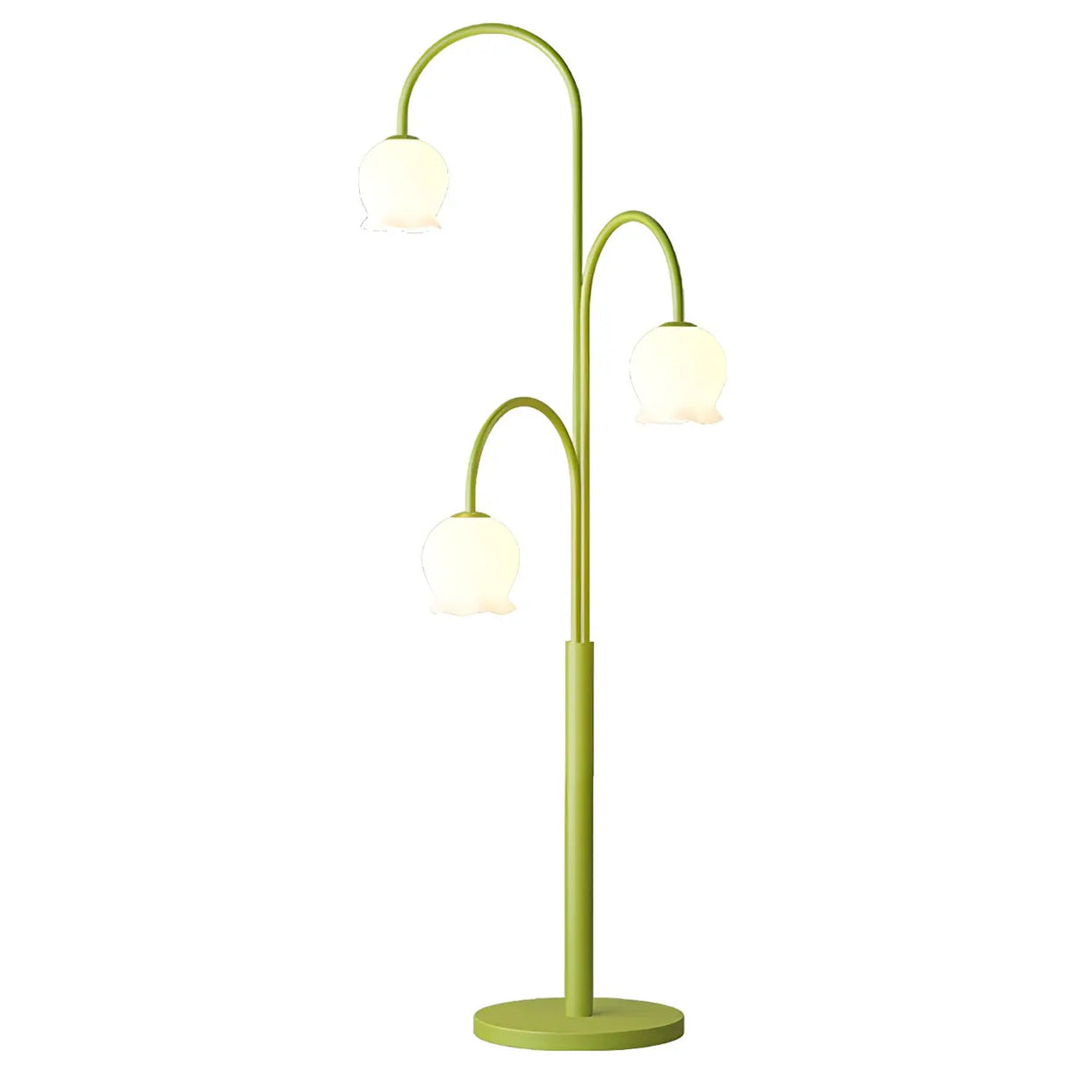 3-Light Green Floral Glass Contemporary Floor Lamp Image - 5