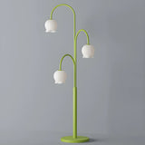 3-Light Green Floral Glass Contemporary Floor Lamp Image - 6