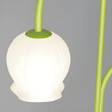 3-Light Green Floral Glass Contemporary Floor Lamp Image - 7