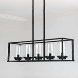 3-Light Industrial Black Cage Island Ceiling Light Image - 10