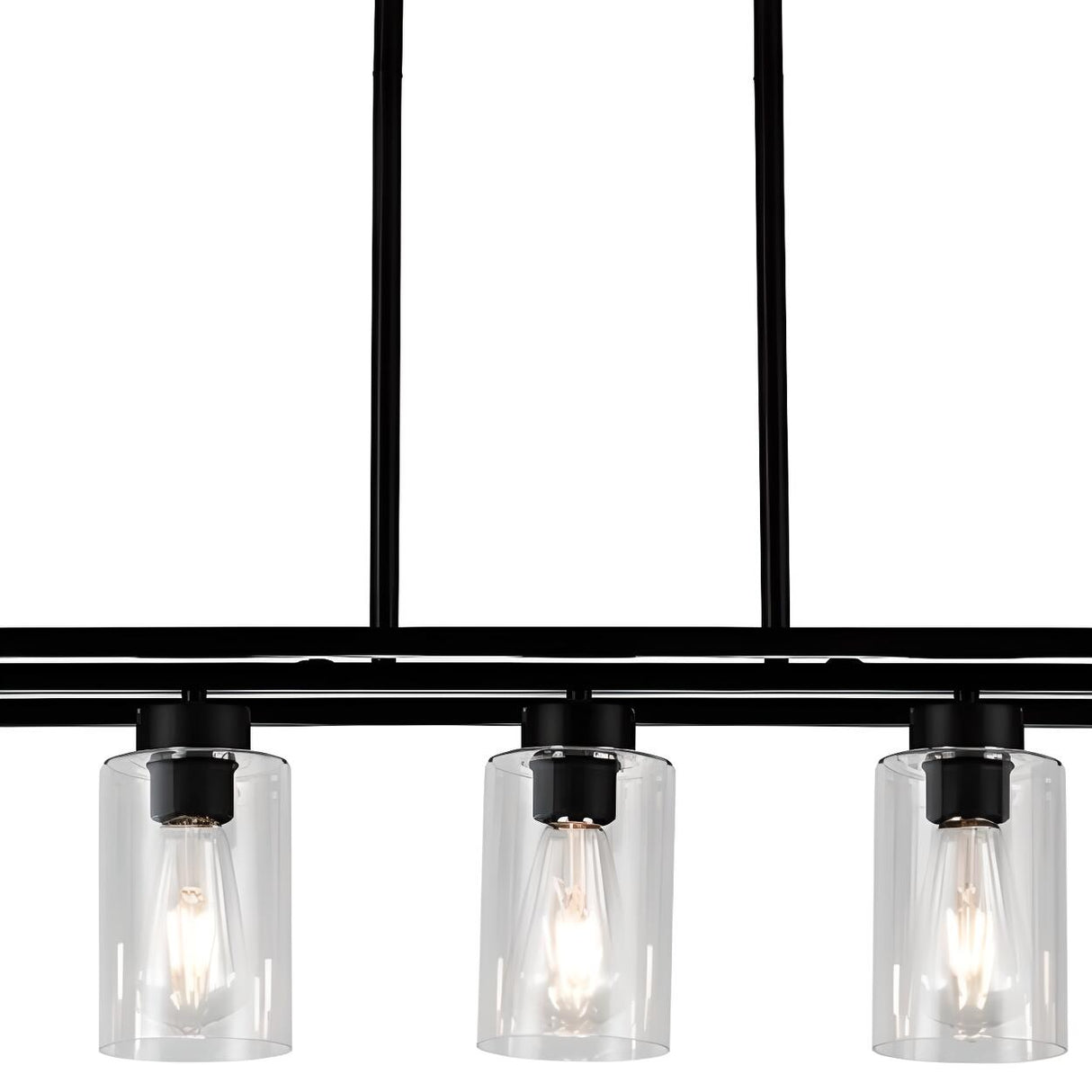 3-Light Industrial Black Cage Island Ceiling Light Image - 12