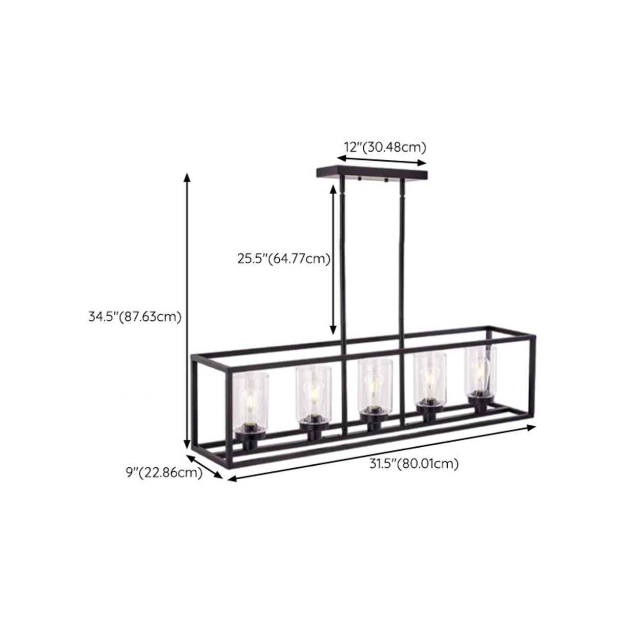 3-Light Industrial Black Cage Island Ceiling Light Image - 16