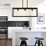 3-Light Industrial Black Cage Island Ceiling Light Image - 3