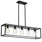 3-Light Industrial Black Cage Island Ceiling Light Image - 8