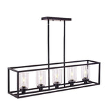 3-Light Industrial Black Cage Island Ceiling Light Image - 9