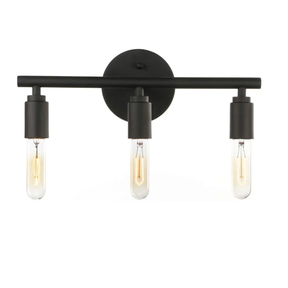 3-Light Industrial Black Cylinder Vanity Light Fixture Image - 7