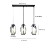 3-Light Industrial Cage Cylinder Island Pendant Light #size