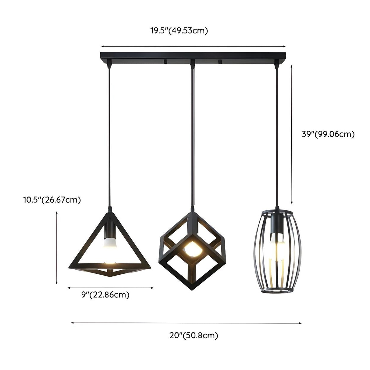 3-Light Industrial Cage Cylinder Island Pendant Light Image - 11