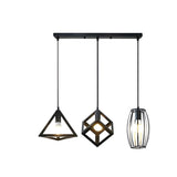 3-Light Industrial Cage Cylinder Island Pendant Light Image - 3