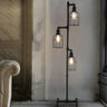 3-Light Industrial Cage Rustic Iron LED Floor Lamp Image - 5