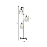 3-Light Industrial Cage Rustic Iron LED Floor Lamp #size