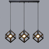 3-Light Industrial Geometric Cube Island Light Set Image - 2