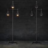 3-Light Industrial Iron Black Conical LED Floor Lamp Image - 1