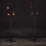 3-Light Industrial Iron Black Conical LED Floor Lamp Image - 3