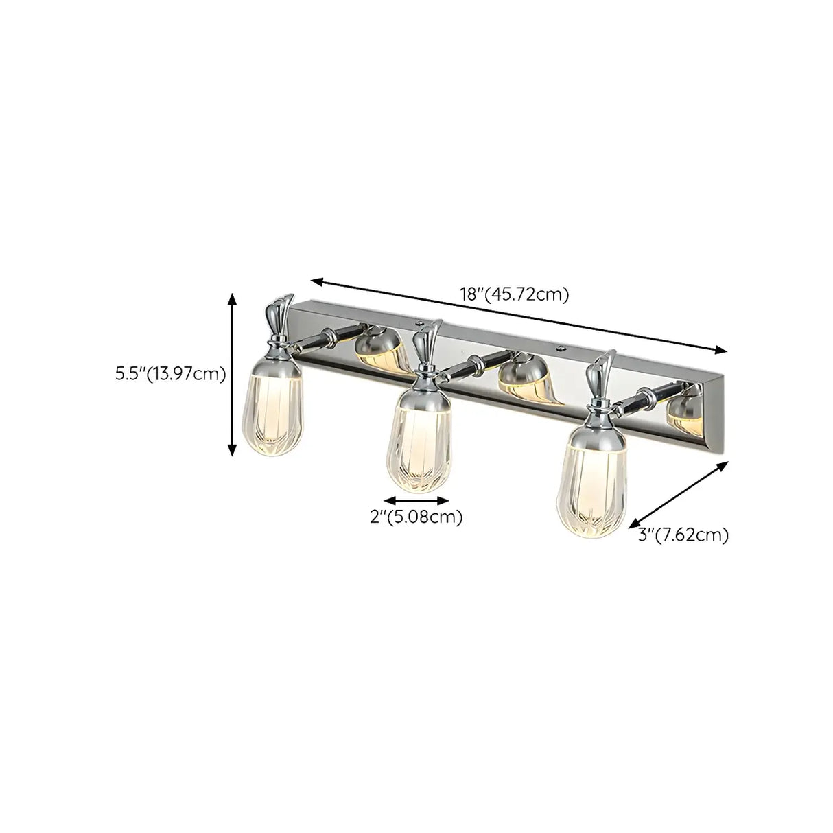 3-Light Industrial Linear Chrome Vanity Light Fixture 