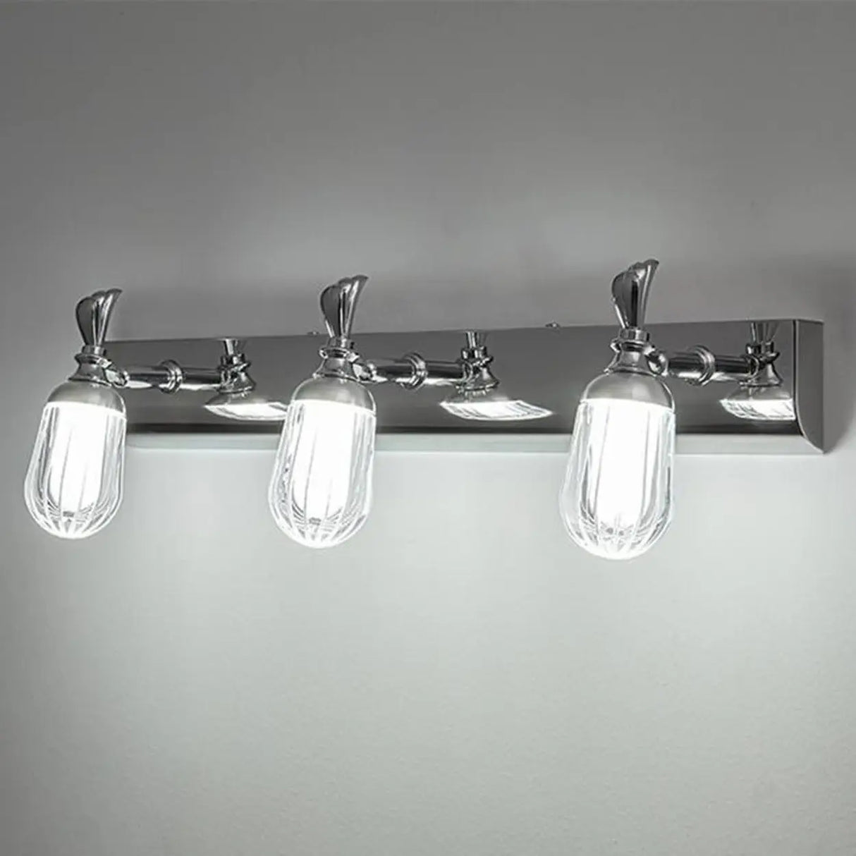 3-Light Industrial Linear Chrome Vanity Light Fixture Image - 6