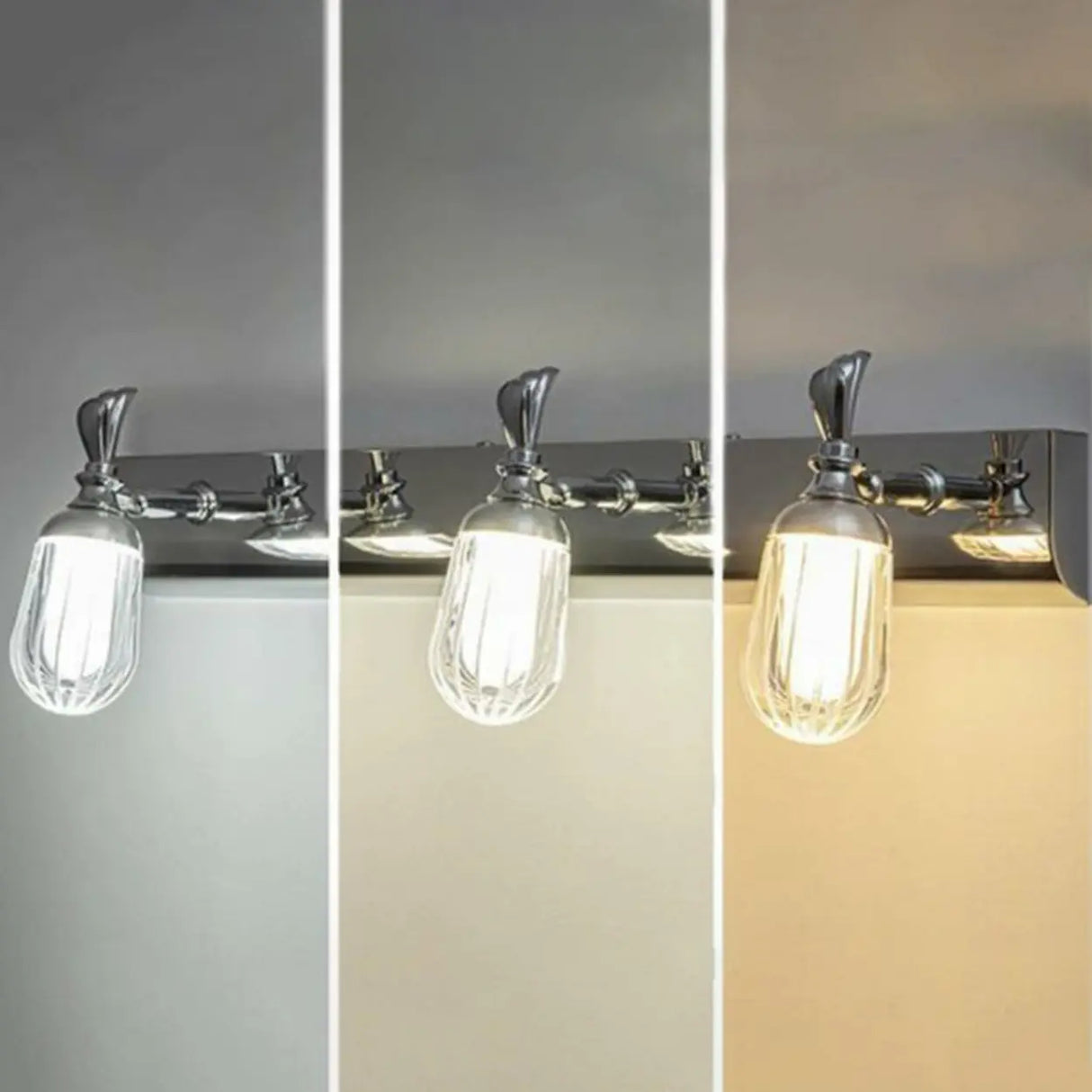 3-Light Industrial Linear Chrome Vanity Light Fixture Image - 9