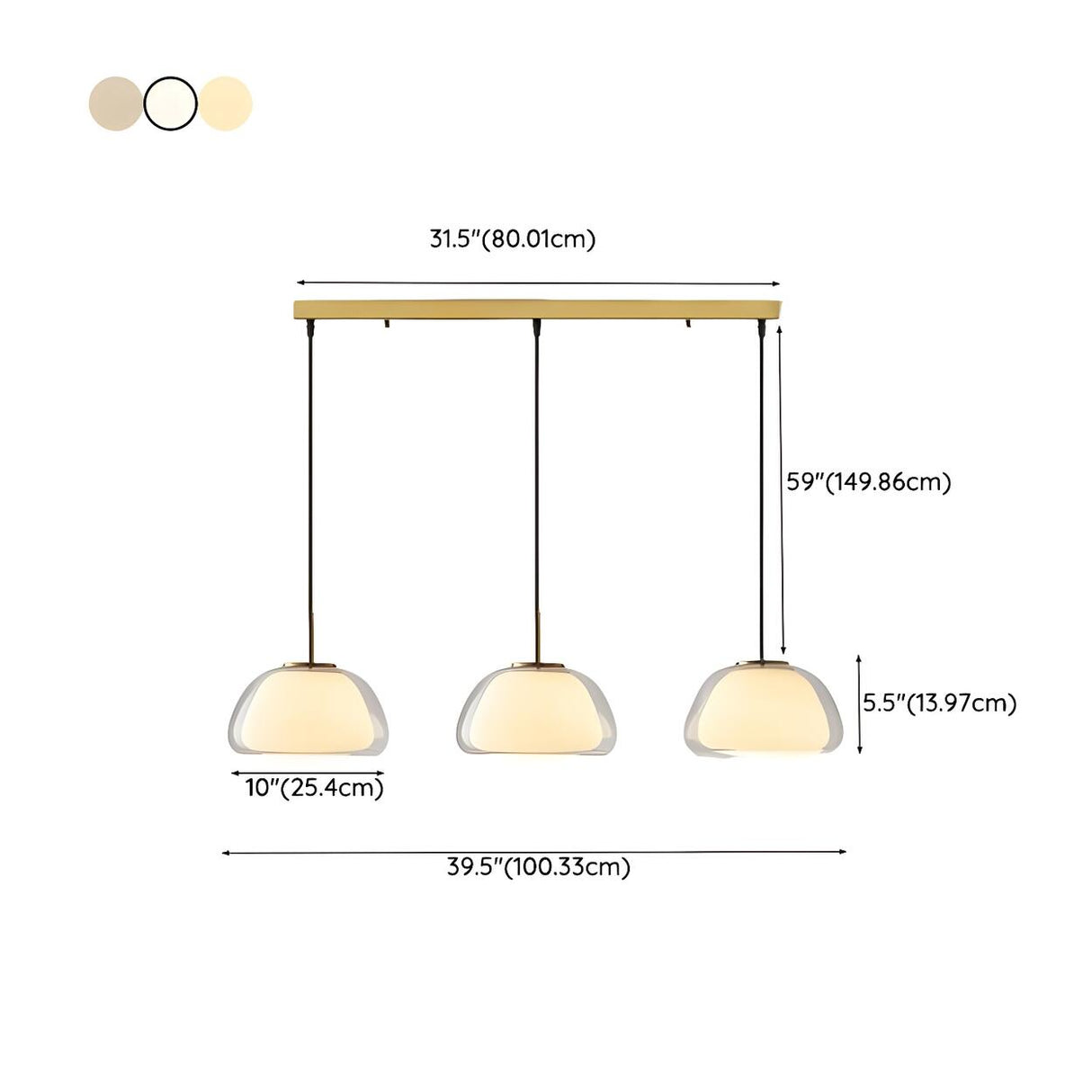 3-Light Jelly Glass Simplicity Adjustable Island Light 