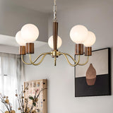 3-Light Milk Glass Globe Chandelier Adjustable Height Image - 6