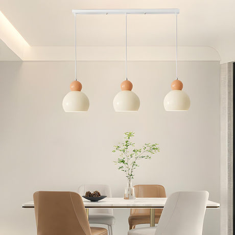 3-Light Minimalist Dome Orange Island Pendant Light Image - 1