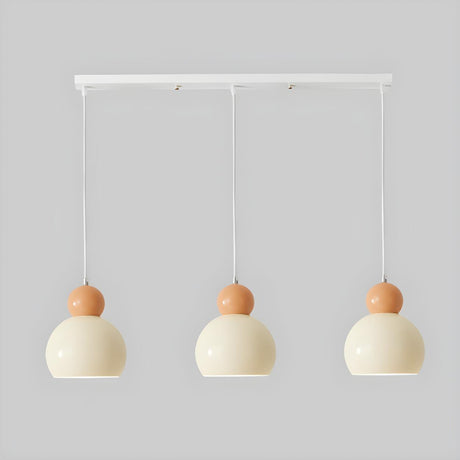 3-Light Minimalist Dome Orange Island Pendant Light Image - 2