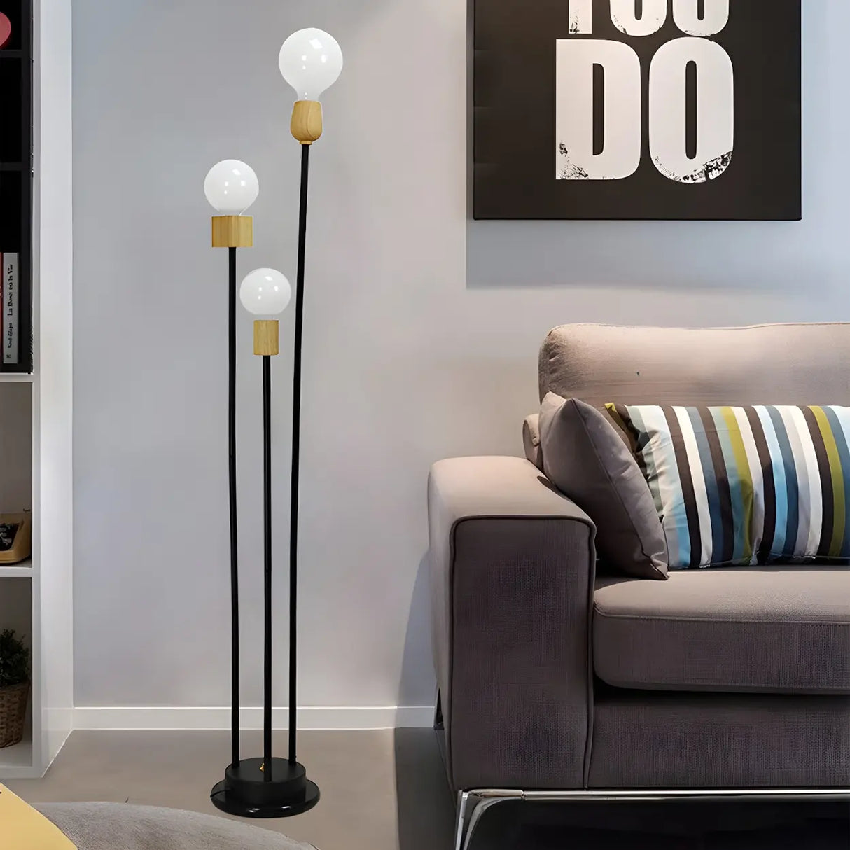 3-Light Minimalist Globe Metallic LED Floor Lamp Image - 1