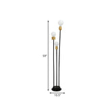 3-Light Minimalist Globe Metallic LED Floor Lamp #size