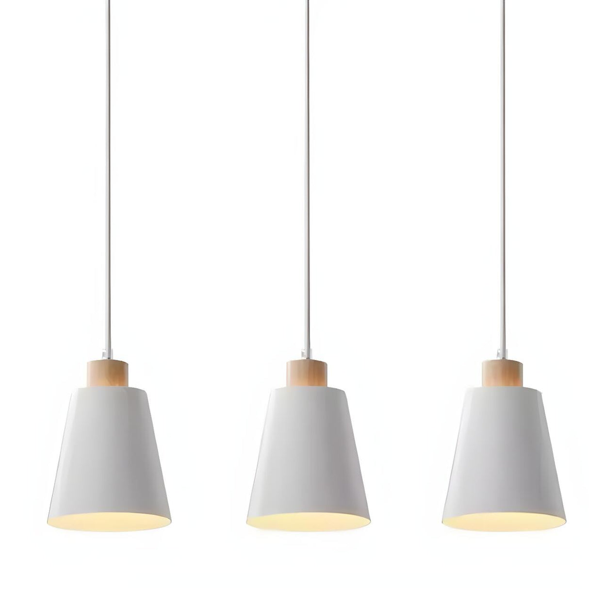 3-Light Minimalist White Cone Island Pendant Light Image - 7