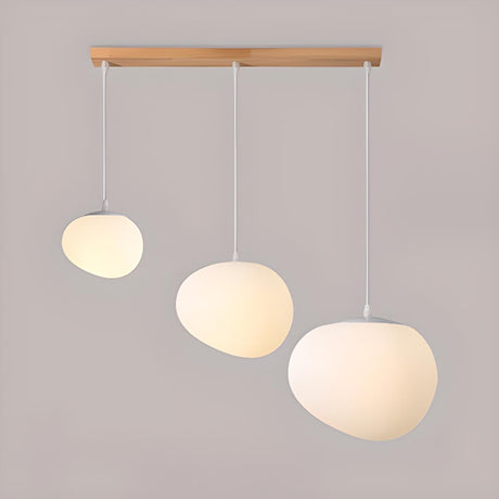 3-Light Modern Adjustable White Pebble Pendant Light Image - 2