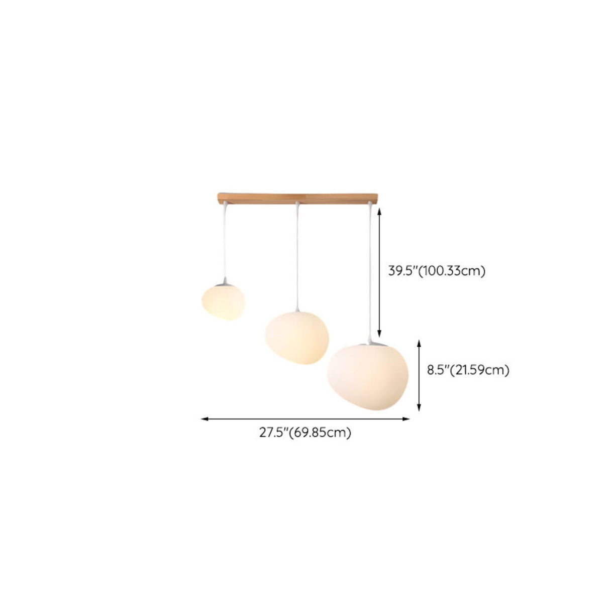 3-Light Modern Adjustable White Pebble Pendant Light 