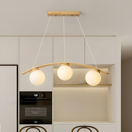 3-Light Modern Arc and Globe Island Pendant Light Image - 2