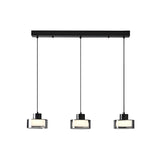 3-Light Modern Black Cylinder Adjustable Island Light Image - 4