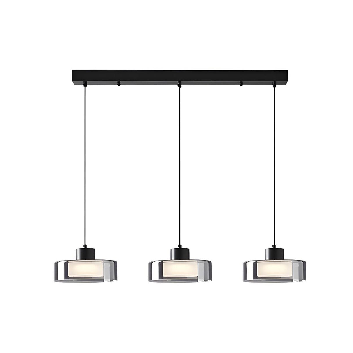 3-Light Modern Black Cylinder Adjustable Island Light Image - 5