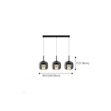 3-Light Modern Black Globe Glass Island Pendant Light #size