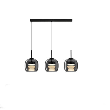 3-Light Modern Black Globe Glass Island Pendant Light Image - 2