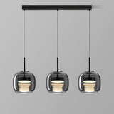 3-Light Modern Black Globe Glass Island Pendant Light Image - 7