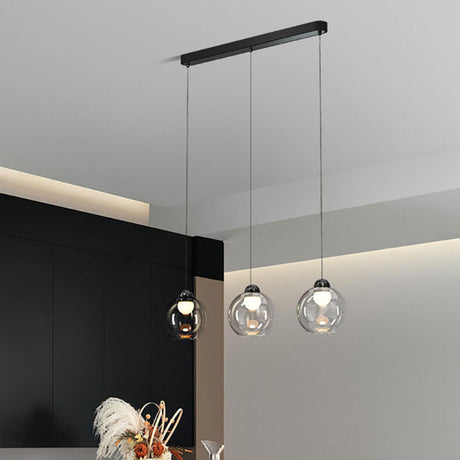 3-Light Modern Black Globe Island Pendant Light Image - 2