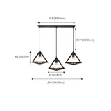 3-Light Modern Black Triangle Island Pendant Light #size