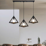 3-Light Modern Black Triangle Island Pendant Light Image - 4