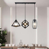 3-Light Modern Black Triangle Island Pendant Light Image - 5