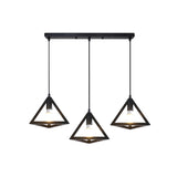 3-Light Modern Black Triangle Island Pendant Light Image - 7