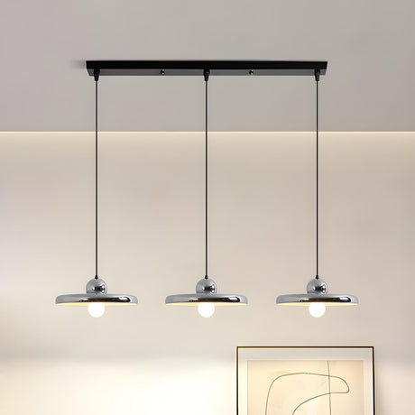 3-Light Modern Chrome Disc Metal Island Pendant Light Image - 1