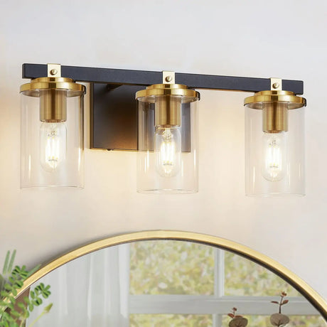 3-Light Modern Cylinder Glass Vanity Light Fixture Image - 1