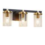 3-Light Modern Cylinder Glass Vanity Light Fixture Image - 6