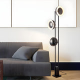 3-Light Modern Dome Black Metal LED Floor Lamp Image - 3