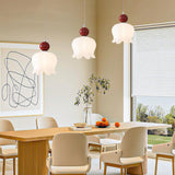 3-Light Modern Flower Red Accent Island Pendant Light Image - 15