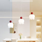 3-Light Modern Flower Red Accent Island Pendant Light Image - 17